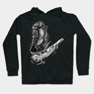 Crow and Koi fish Ink Painting Hoodie